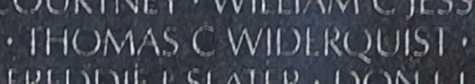 Thomas Carl Widerquist's name inscribed on The Wall.